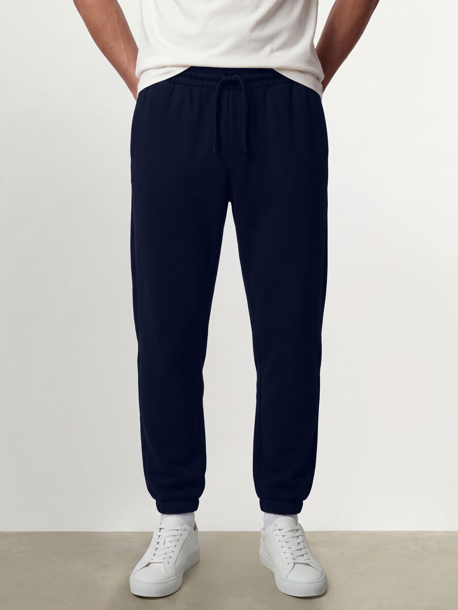 Blue cotton-blend joggers, regular fit_1