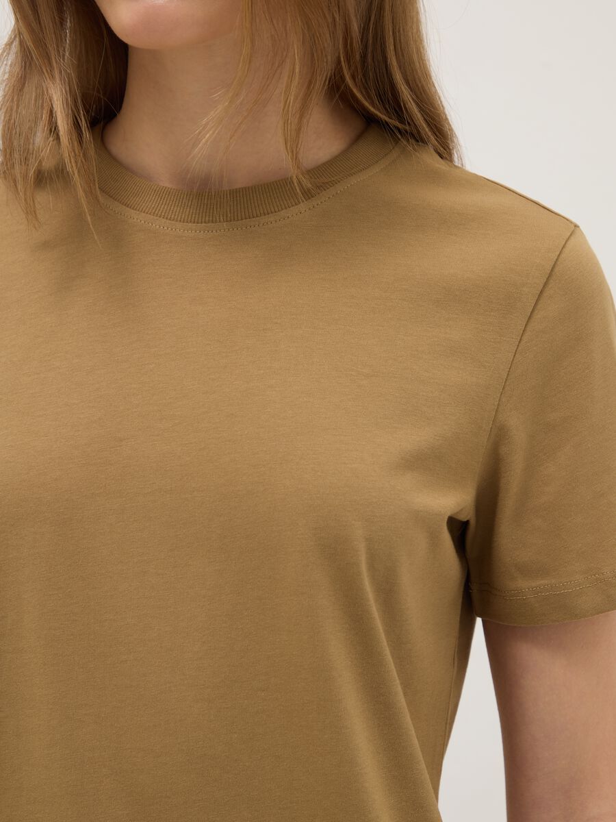 Brown pure cotton regular fit T-shirt_3