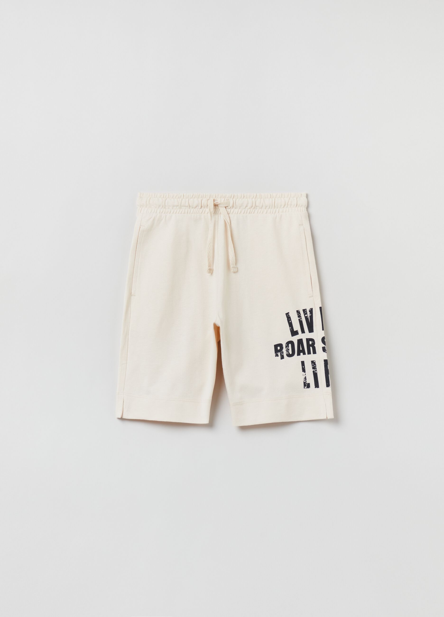 Short with drawstring and lettering print