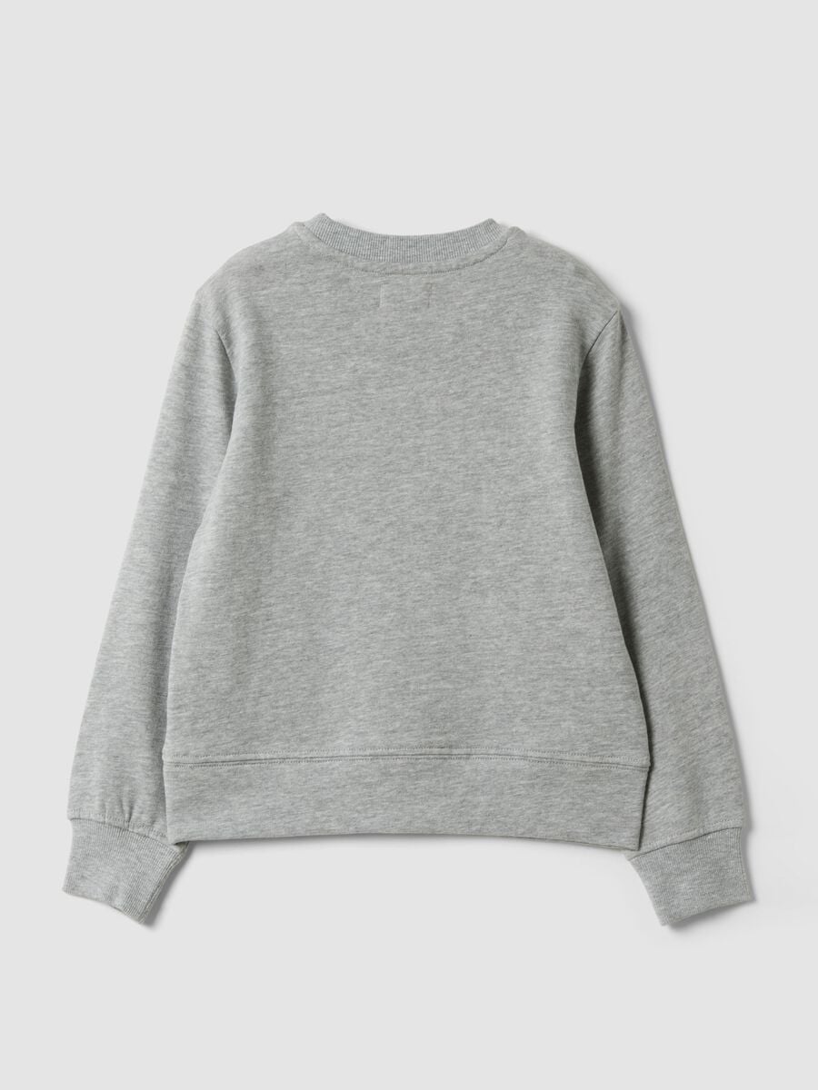 Grey pure cotton girls&rsquo; crew-neck sweatshirt with bow_1