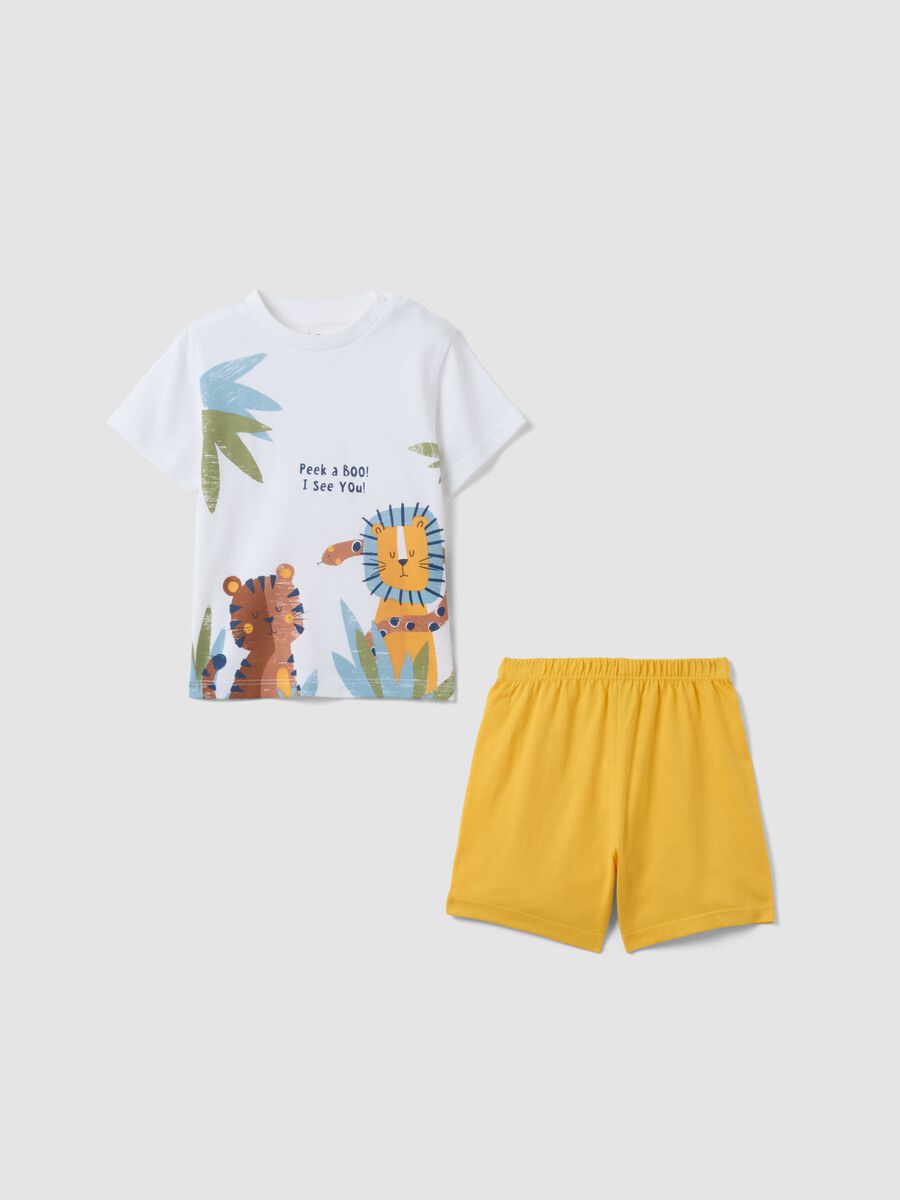 Multicoloured pure cotton newborn pyjamas regular fit with animals_0