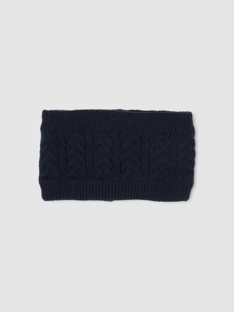 Blue cable-knit neck warmer_0