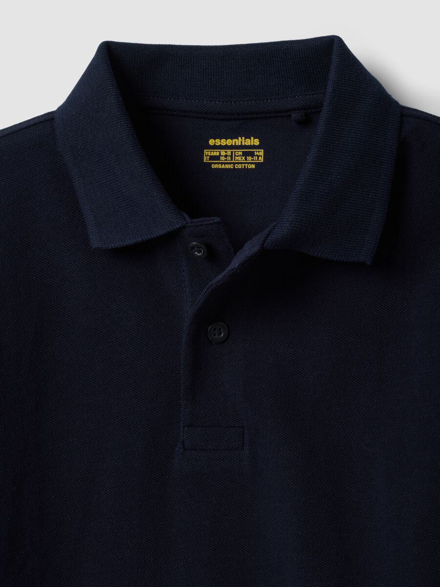 Blue piqu&eacute; polo shirt in pure organic cotton, regular fit, for boys_2