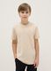 Boy's beige crew neck T-shirt in pure cotton, over fit_0