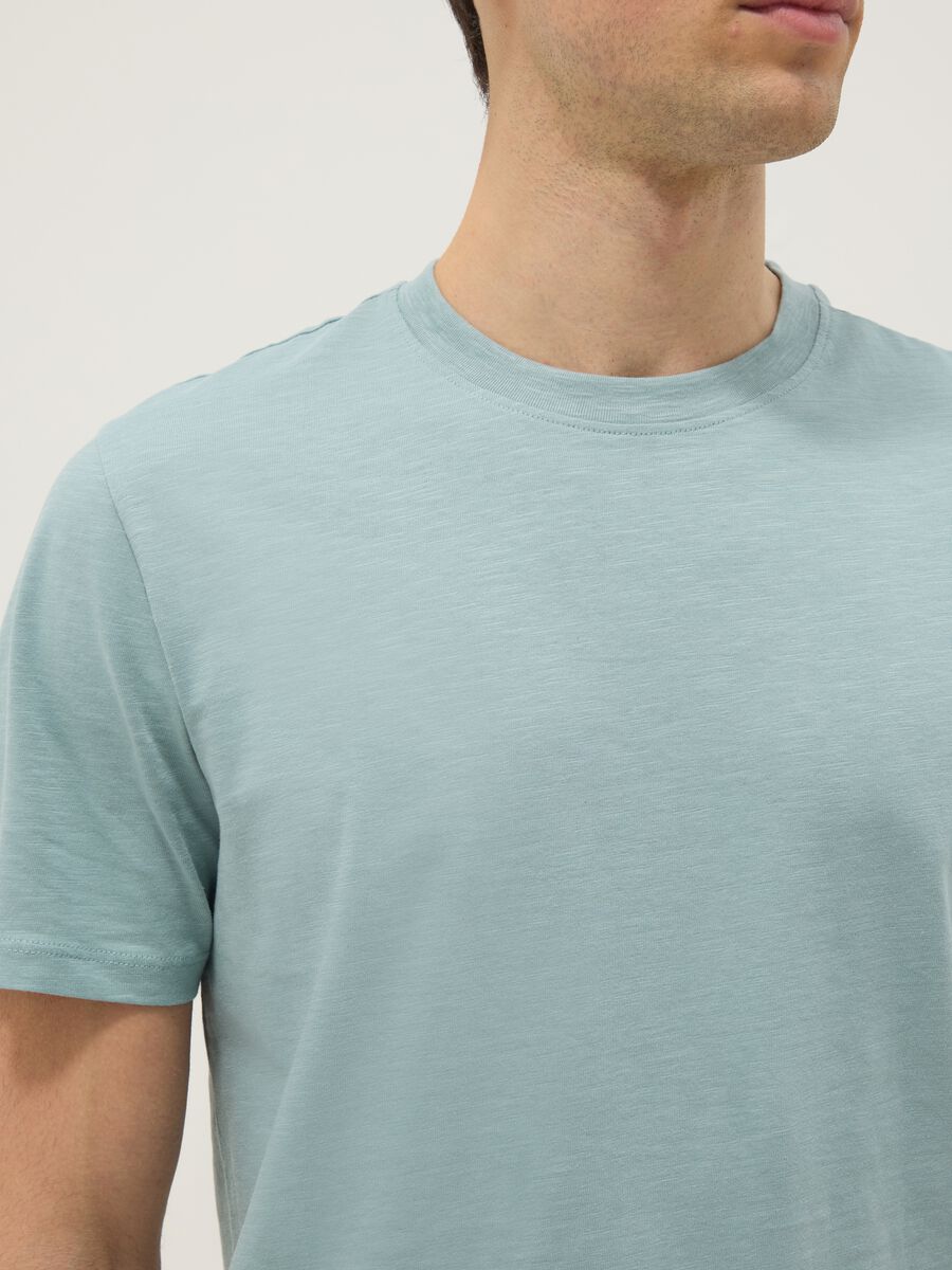 Short sleeve pure cotton azure regular fit T-shirt_3