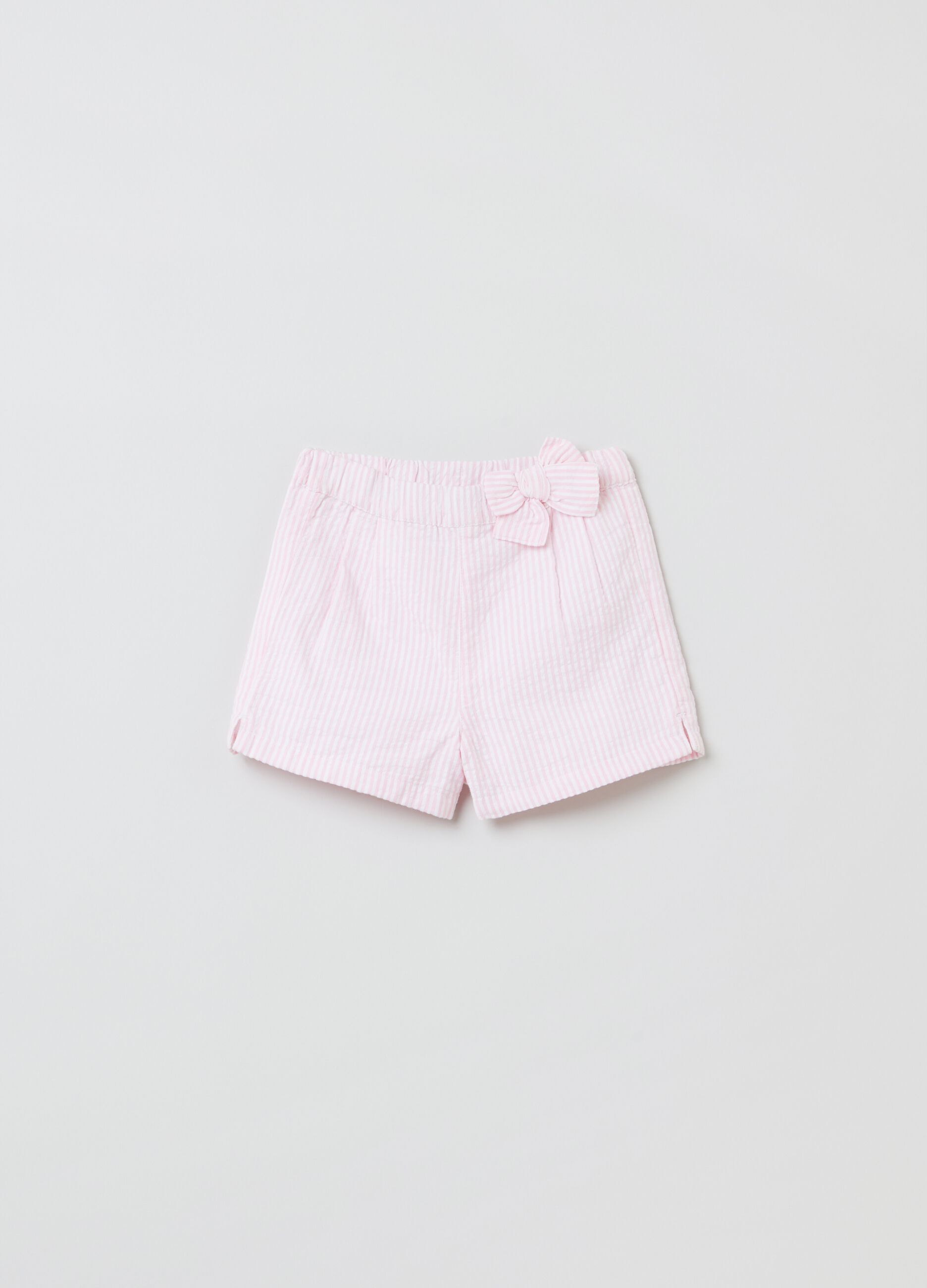 Seersucker shorts with bow_0