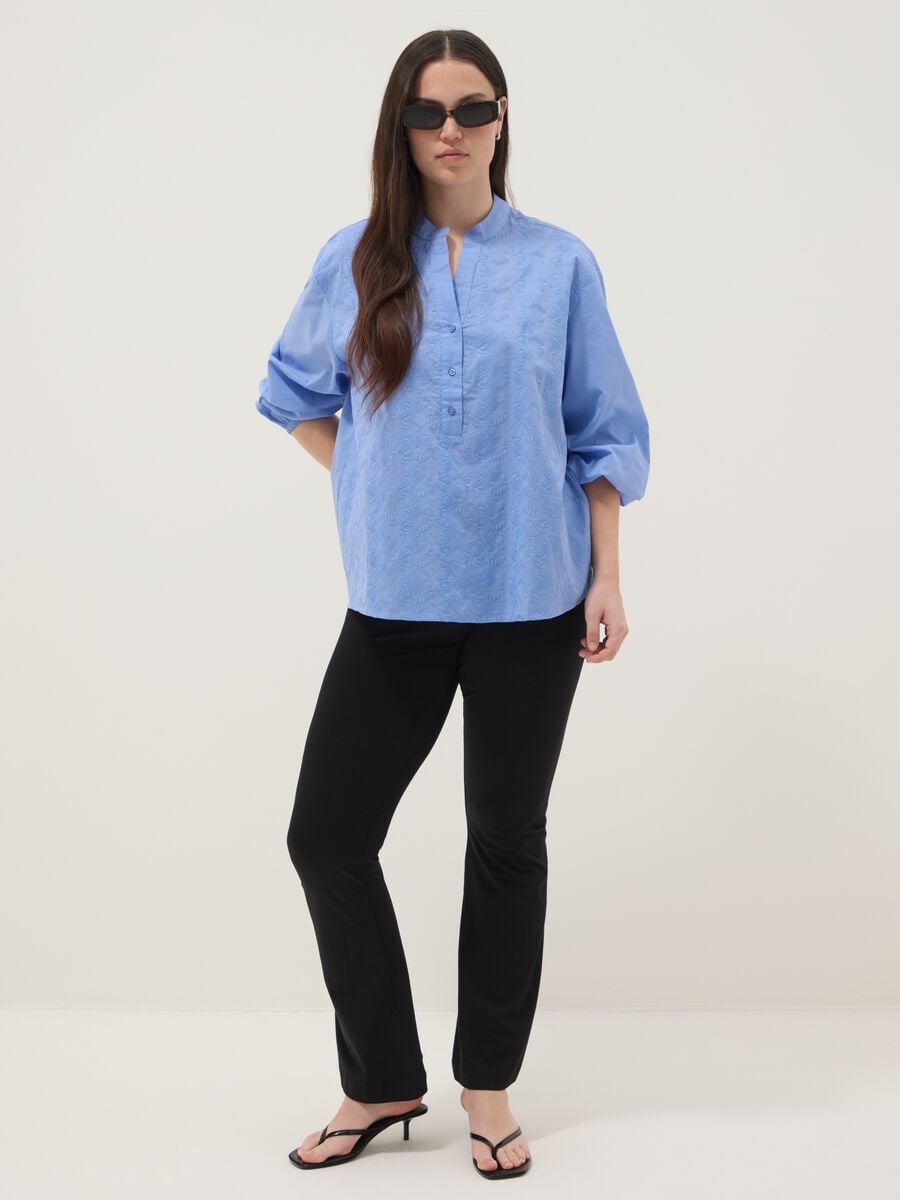 Light blue pure cotton shirt with embroidery_2