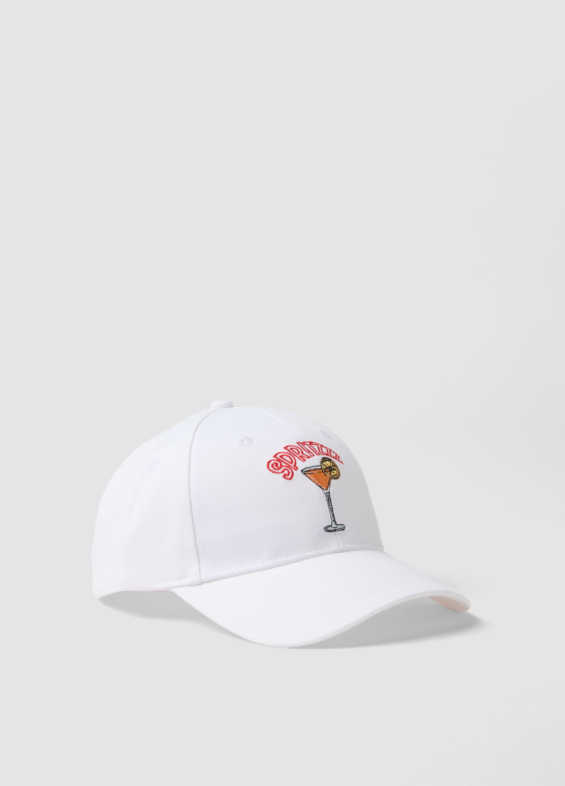 Casquette de baseball en pur coton blanc avec broderie Spritz