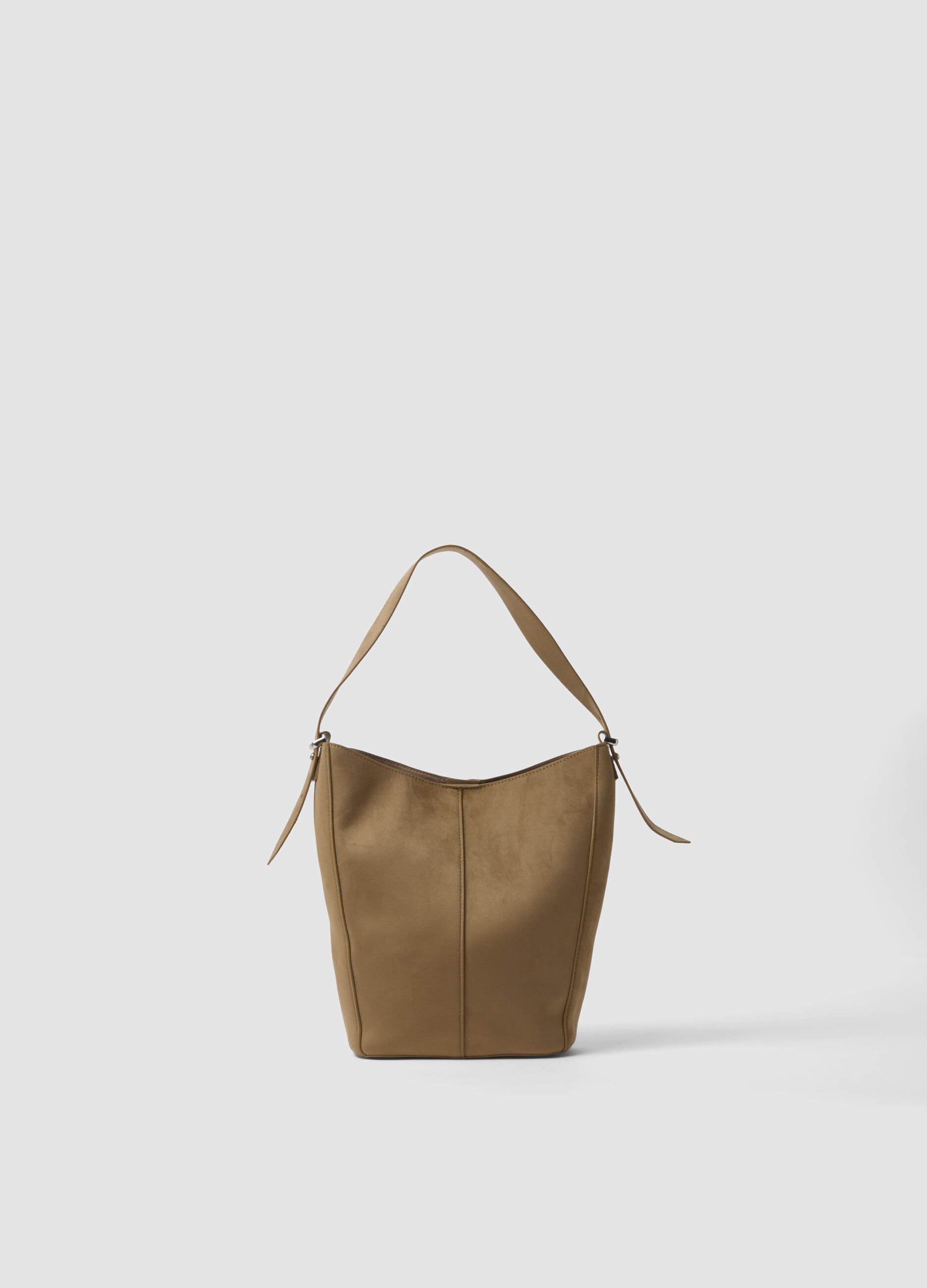 Brown shoulder bag in stretch fabric