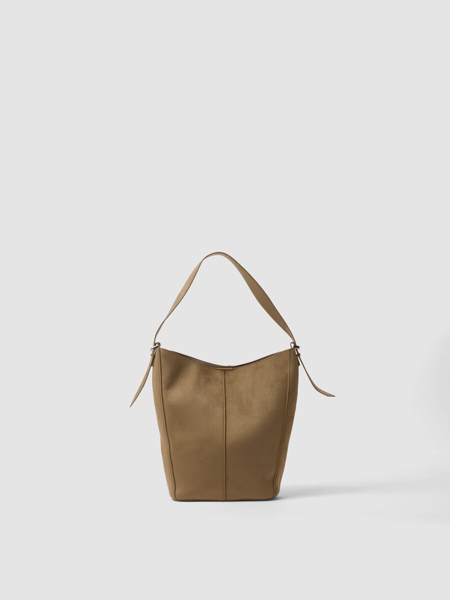 Brown shoulder bag in stretch fabric_0