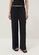 Black stretchy wide-leg trousers with crinkled texture_2