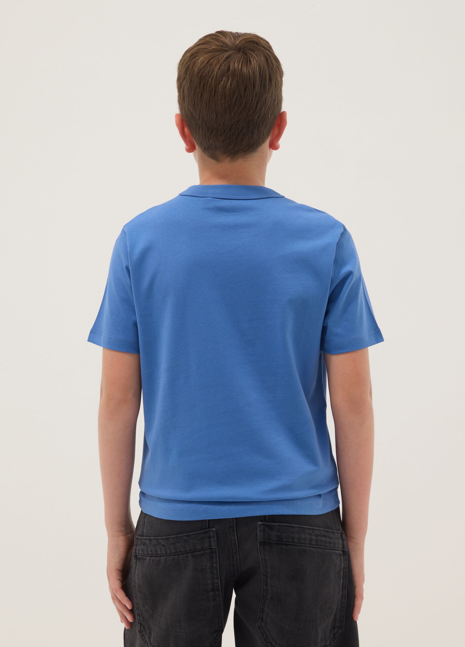 Boys' blue pure cotton regular-fit T-shirt