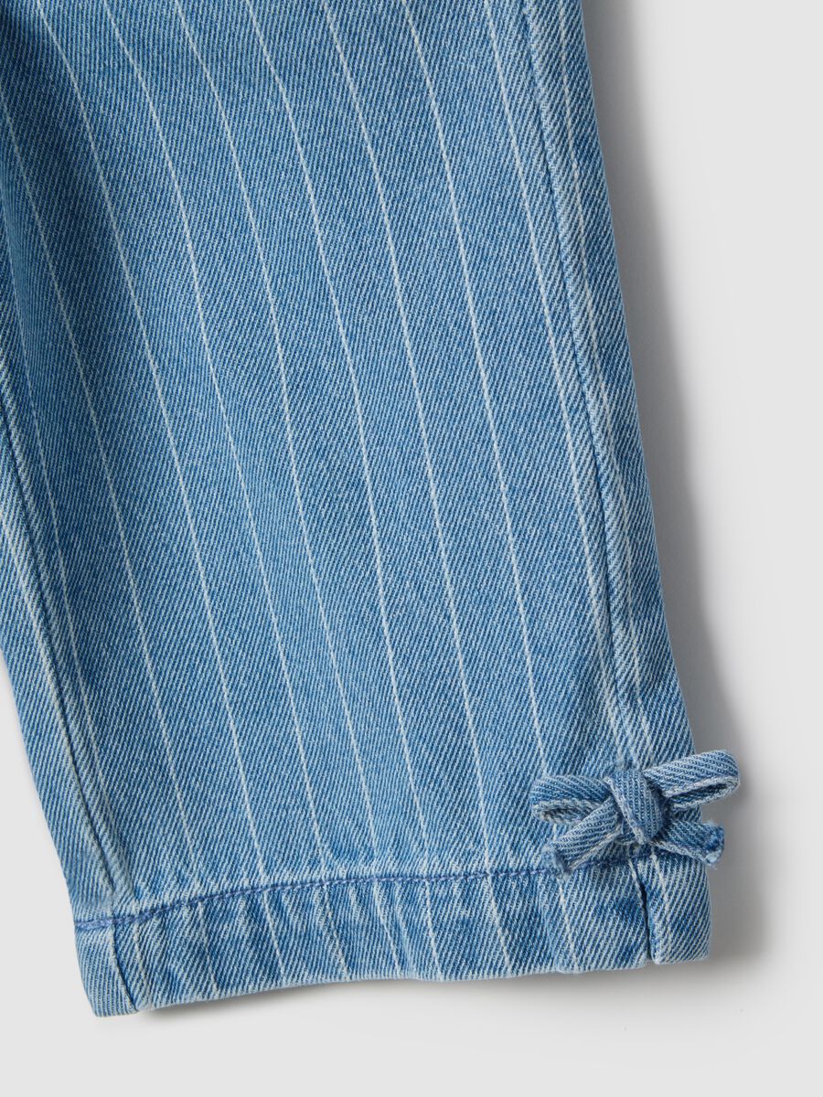 Blue wide leg cotton blend trousers for girls_3