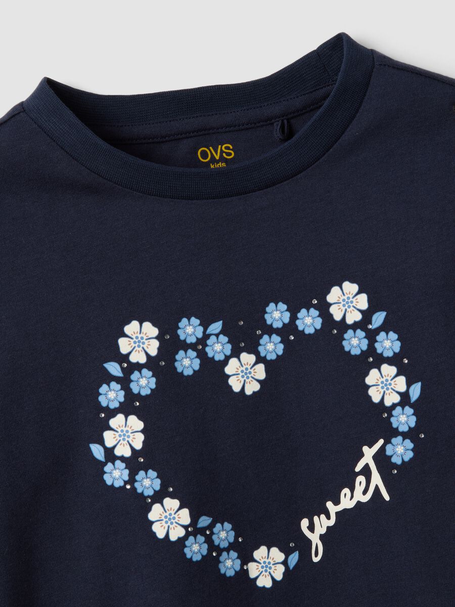 T-shirt blu in puro cotone organico girocollo_3