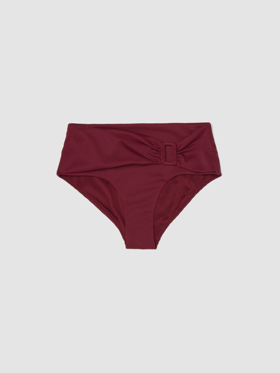 Rote High-Waist-Bikinihose aus Stretchmaterial mit Schnalle_4