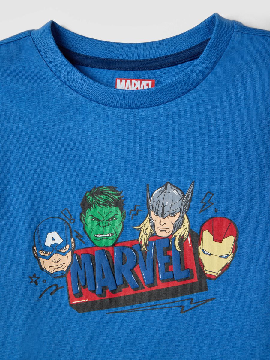 Boys&rsquo; blue Marvel pure cotton short pyjamas with prints_2