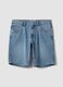 Blue Slim Fit Cotton Blend Denim Shorts_4
