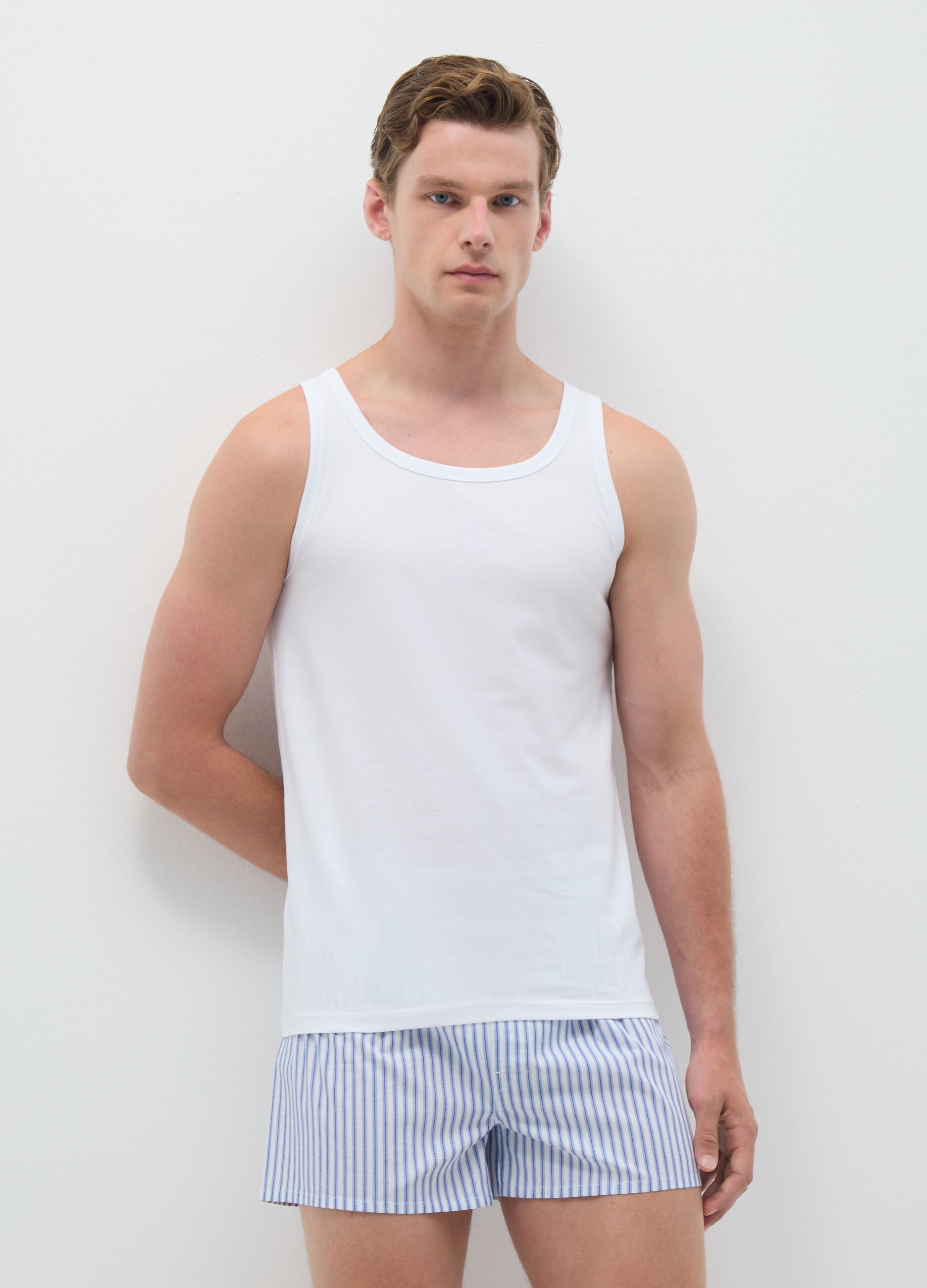 Men's White Pure Cotton Vest