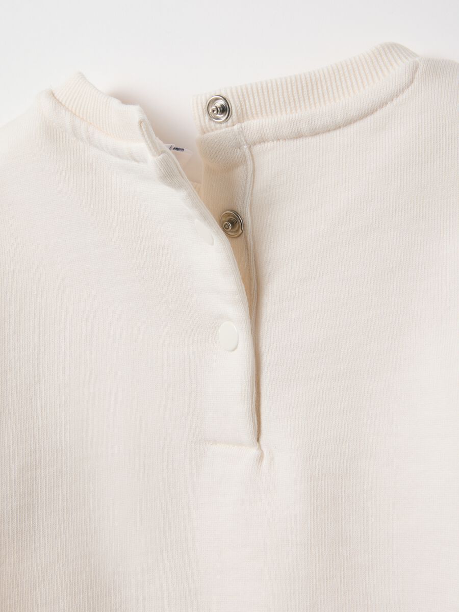 White regular fit pure cotton sweatshirt with ruffles for girls_3