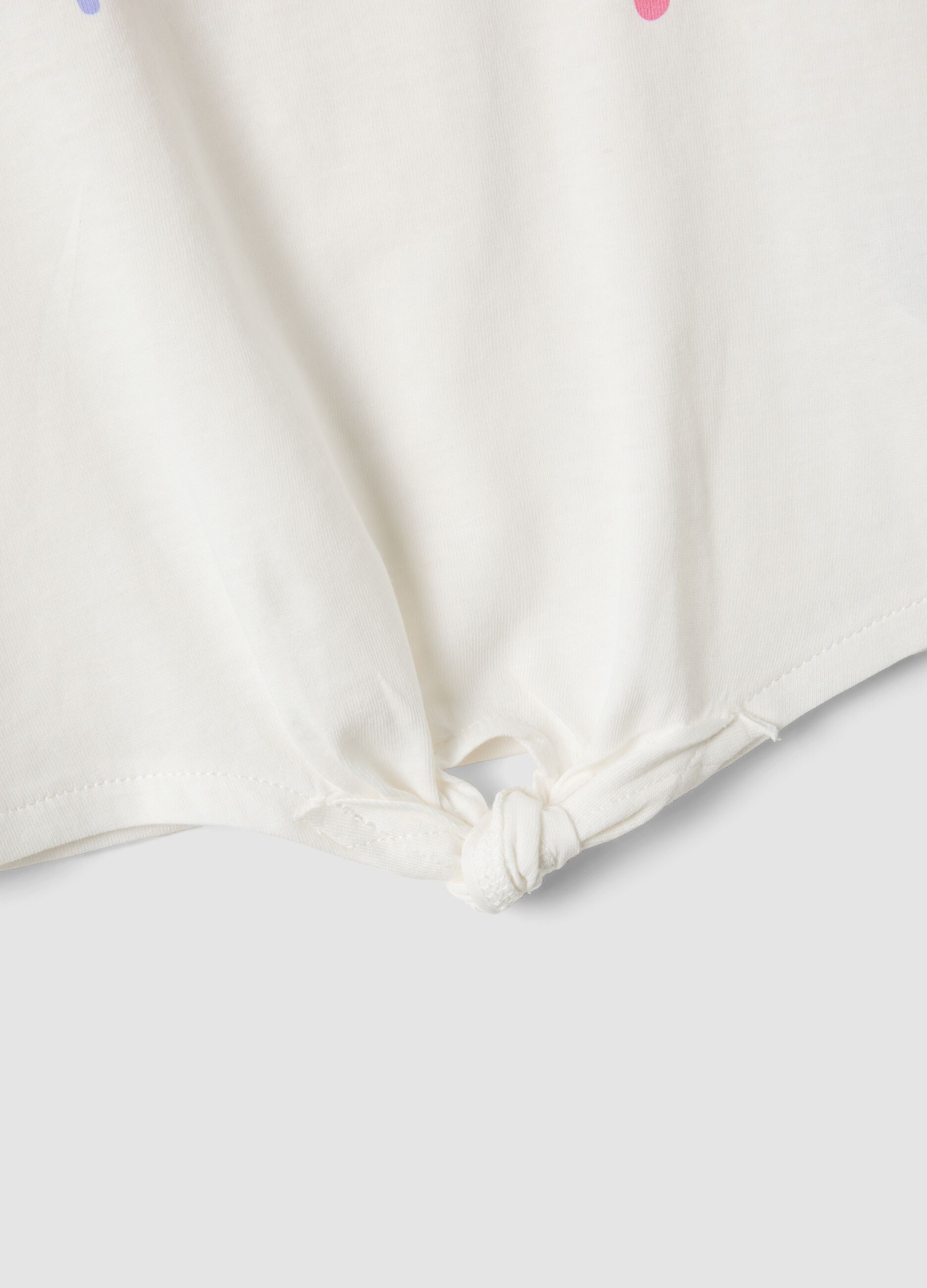 White organic cotton tank top with front tie detail