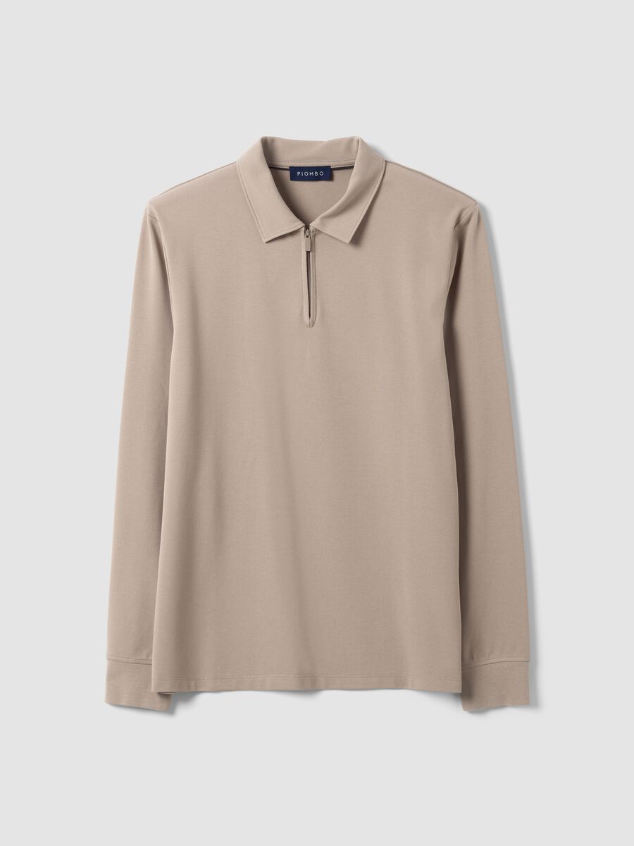 Grey stretch cotton-blend piqu&eacute; polo shirt, Easy Dry, regular fit_0