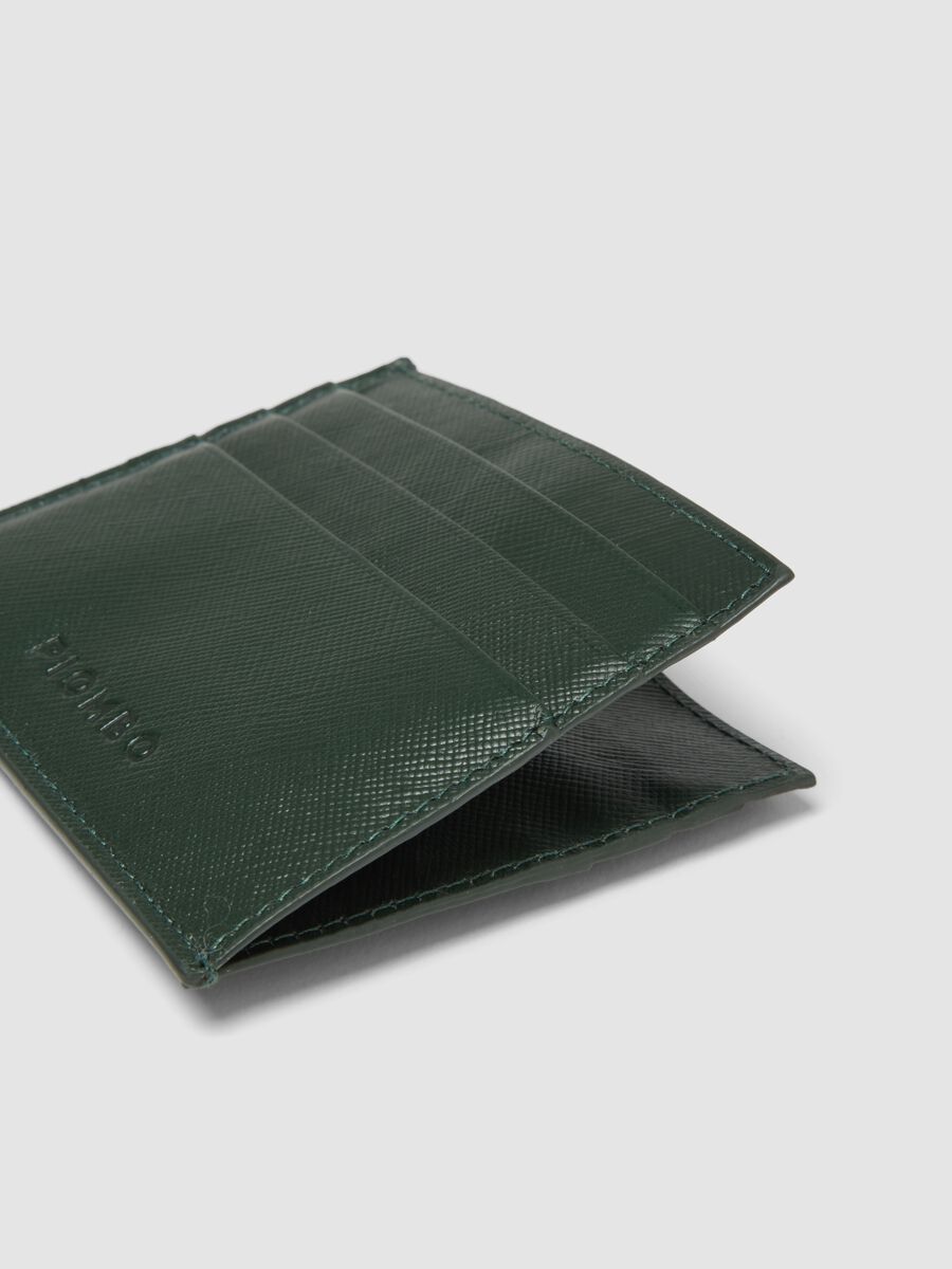 Green genuine leather card holder with side opening_3
