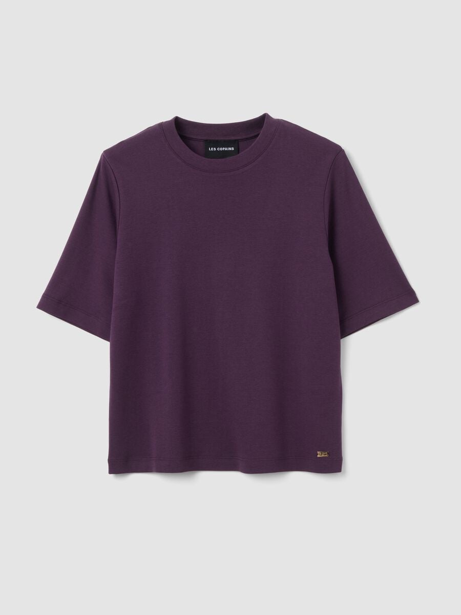 Purple boxy-fit T-shirt in a cotton-viscose blend_0