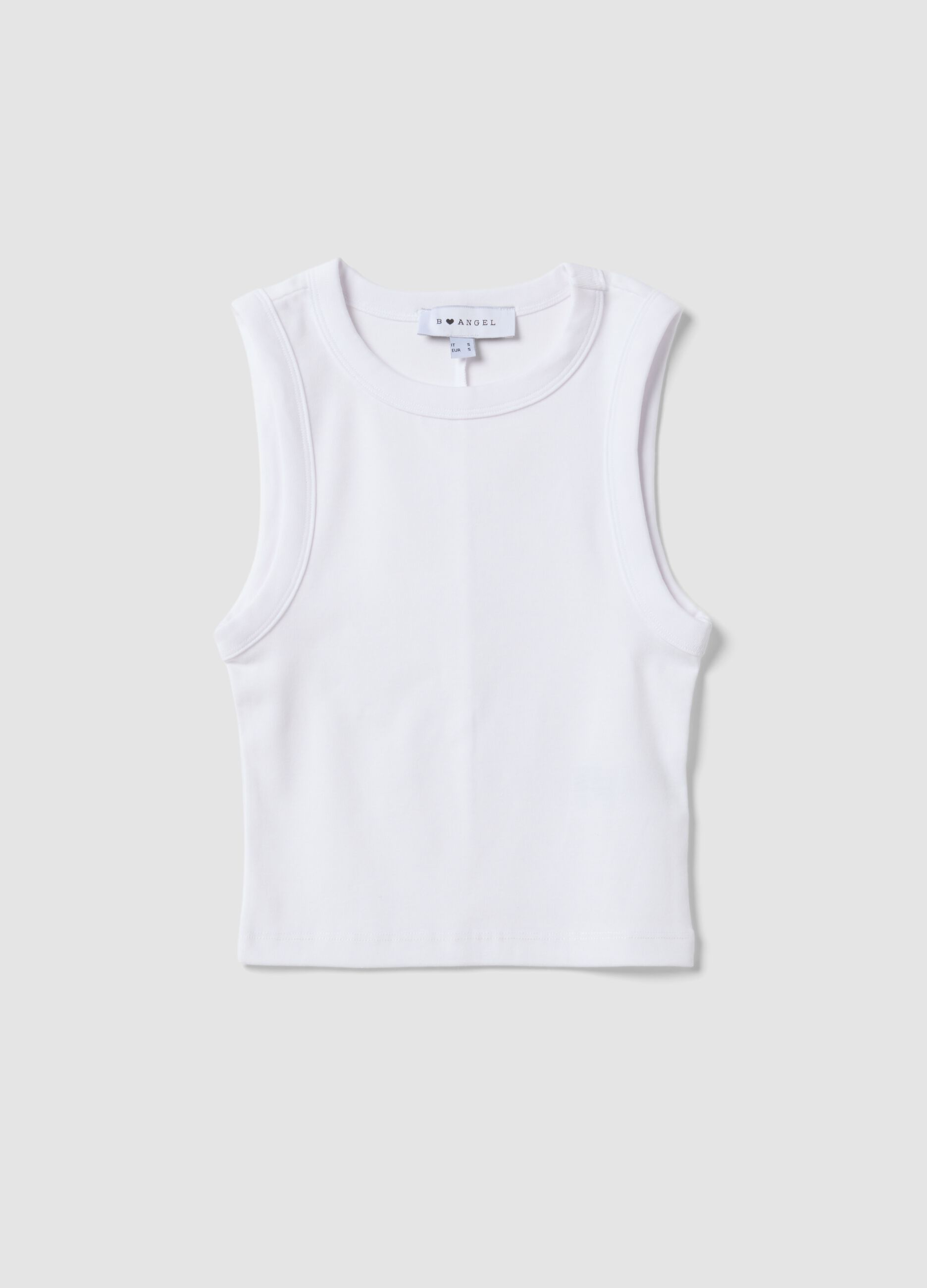 Weisses Cropped-Tanktop aus elastischer Baumwolle