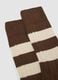 Brown stretchy cotton blend tennis socks with stripes_1