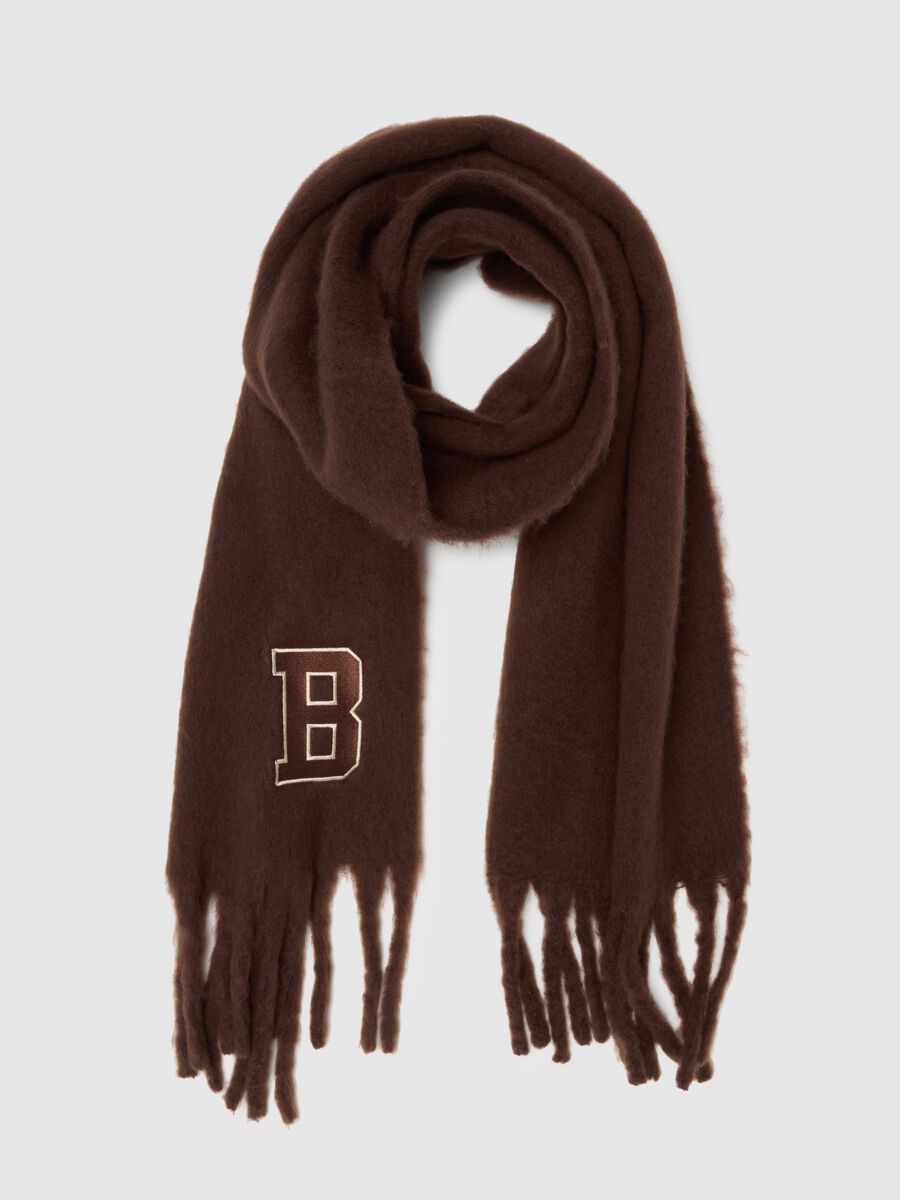Brown Mixed Fabric Scarf_0