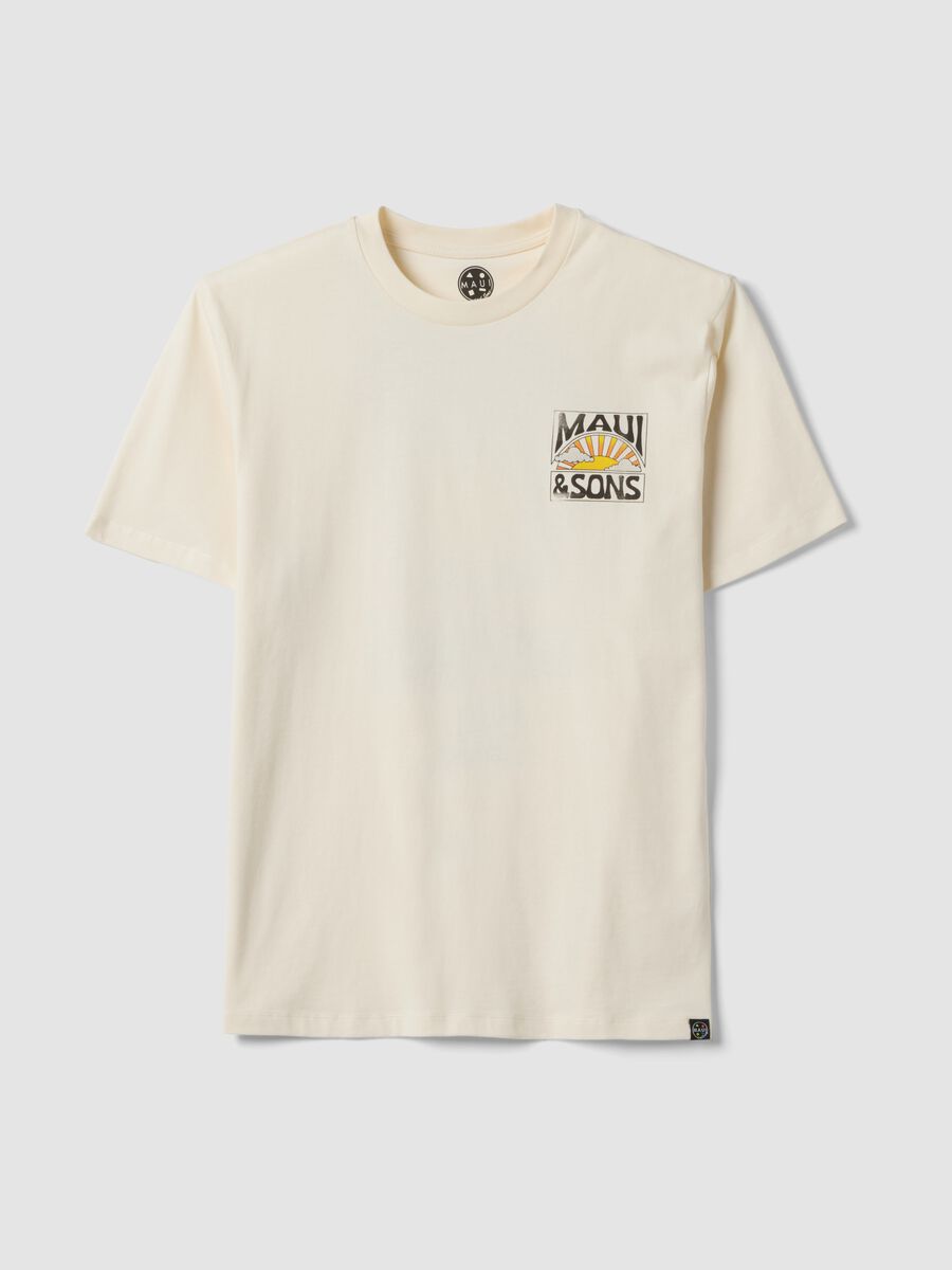 White pure cotton short-sleeve T-shirt, relaxed fit, with print_4