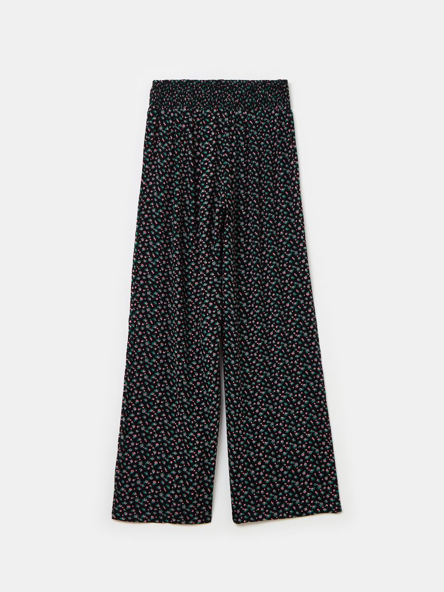 Wide-leg trousers in viscose with small flowers_1