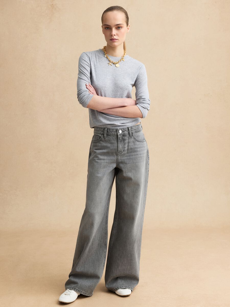 Grey crewneck long sleeve regular fit top_2