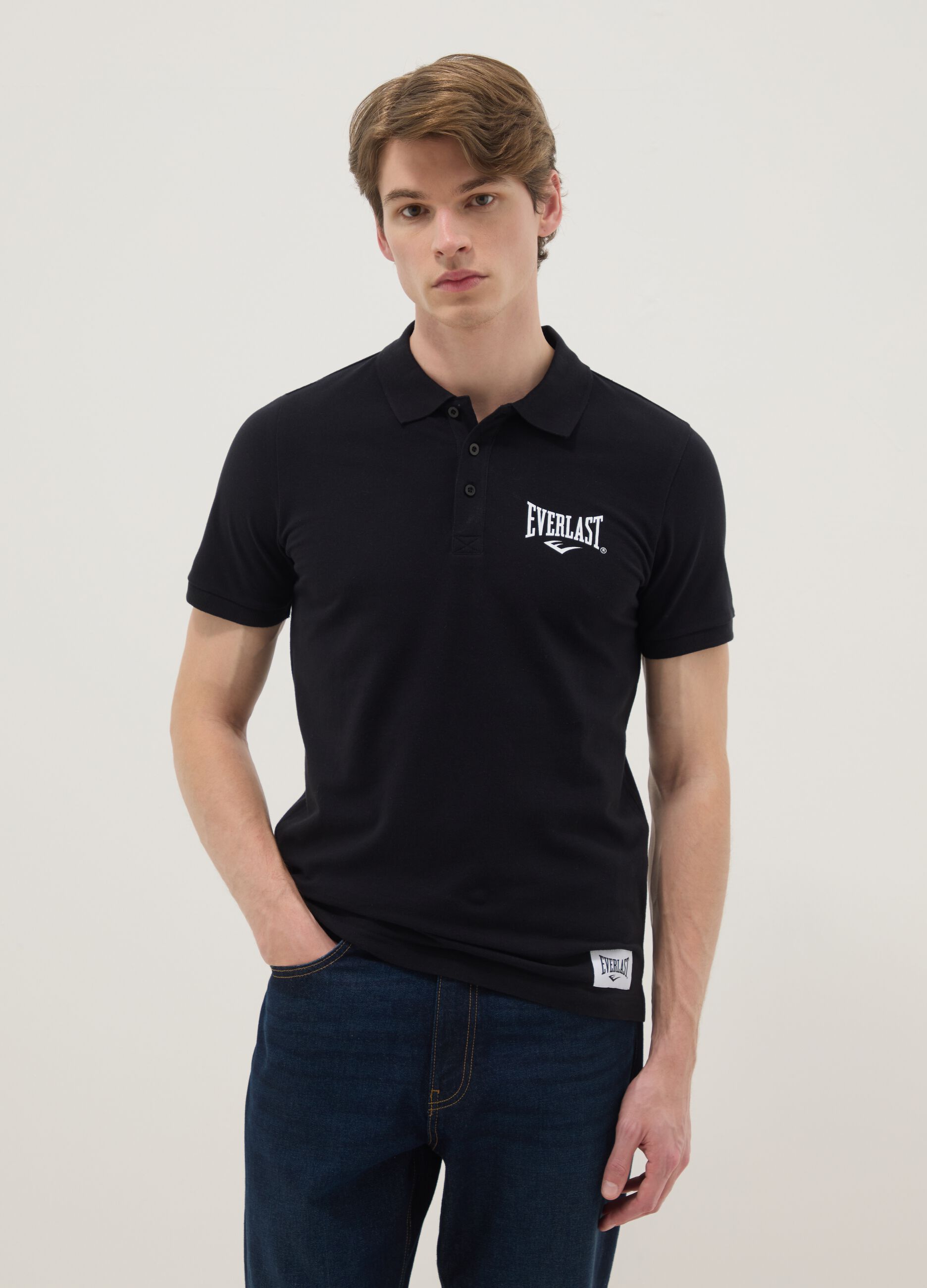 Black short sleeve pure cotton polo