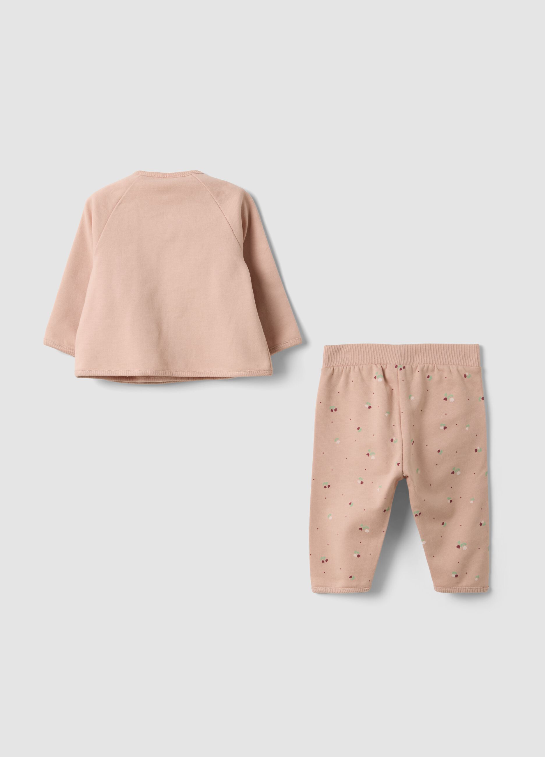 Rosa Set aus reiner Bio-Baumwolle mit langen &Auml;rmeln f&uuml;r Baby-M&auml;dchen