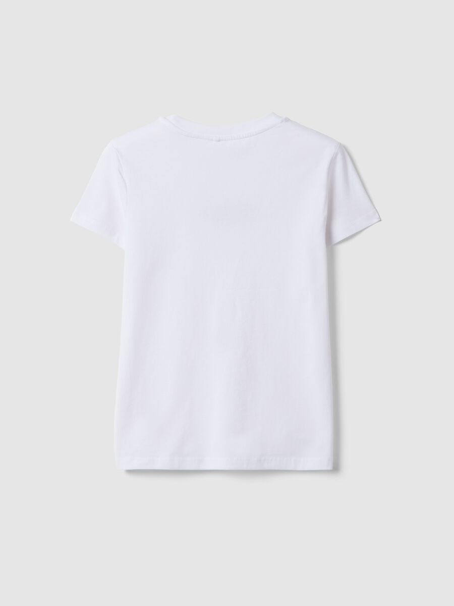 White pure cotton girls' regular fit t-shirt with text_4