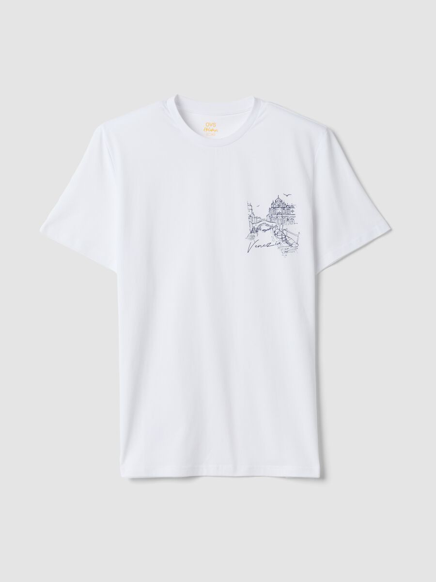 Wei&szlig;es T-Shirt aus reiner Baumwolle mit Print, Regular Fit_4
