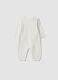 Babygrow branco em algod&atilde;o org&acirc;nico com detalhe de tran&ccedil;a_0