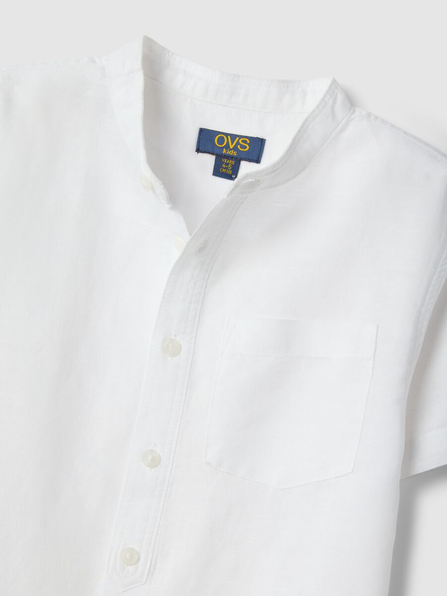 Boys' white linen-cotton blend regular fit shirt_2
