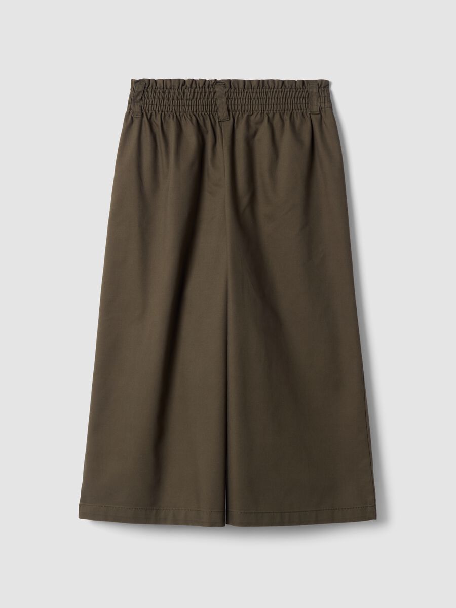 Pantalon jogger vert wide leg en m&eacute;lange coton et lyocell pour fille_2