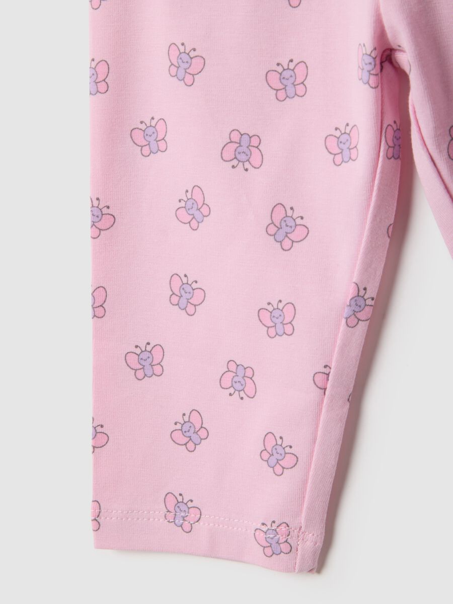 Rosa Stretch-Baumwoll-Leggings f&uuml;r M&auml;dchen mit Schmetterlingen, Skinny Fit_3