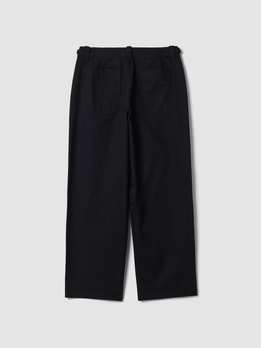Pantaloni chino neri in puro cotone baggy fit_2