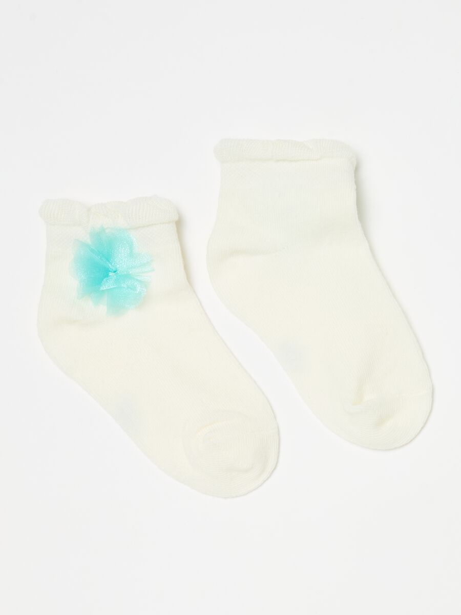 Short socks in organic cotton with flower_0