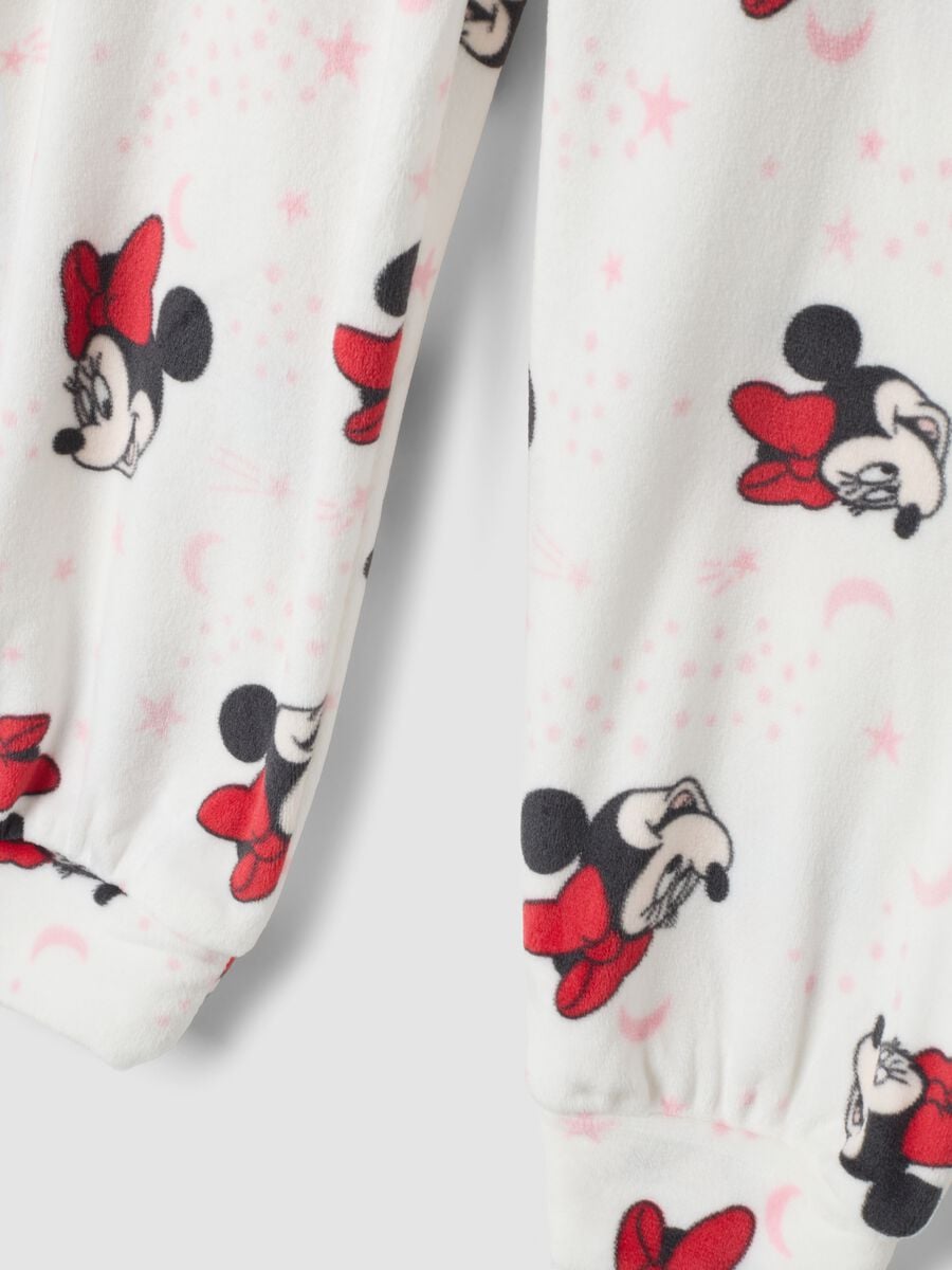 White stretch fabric Minnie print pyjamas with crew neck_2