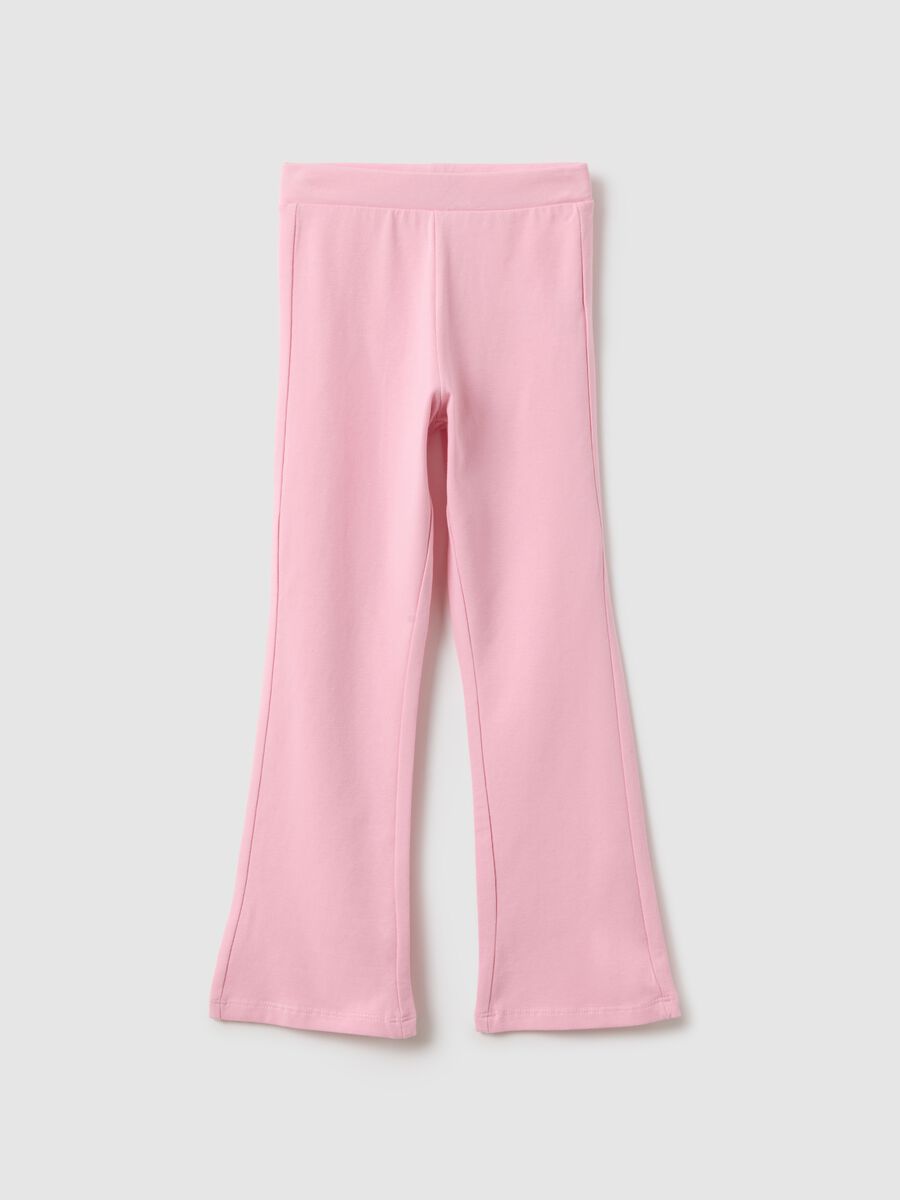 Girls' pink stretch cotton flare fit leggings_0