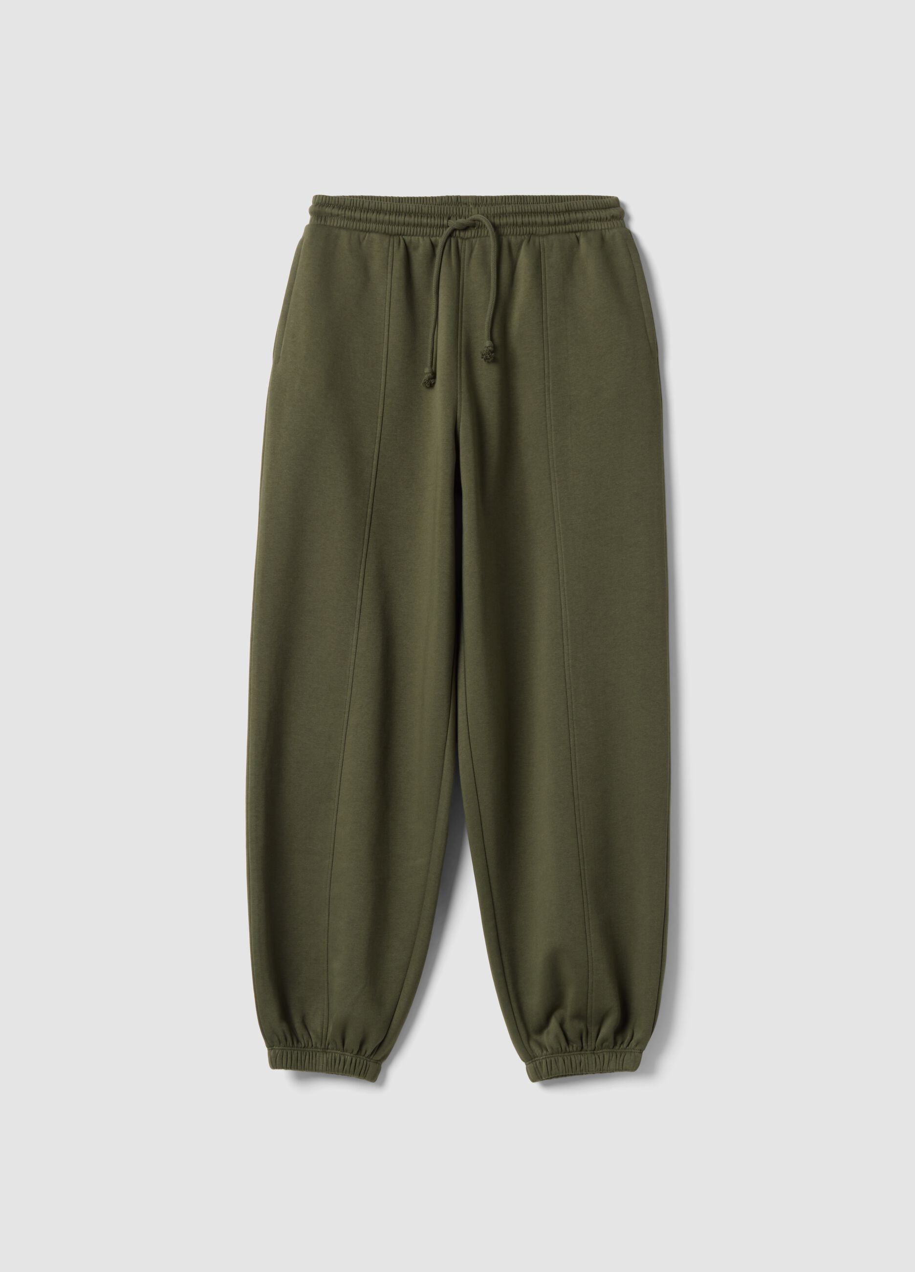 Pantaloni jogger verdi in misto cotone con coulisse