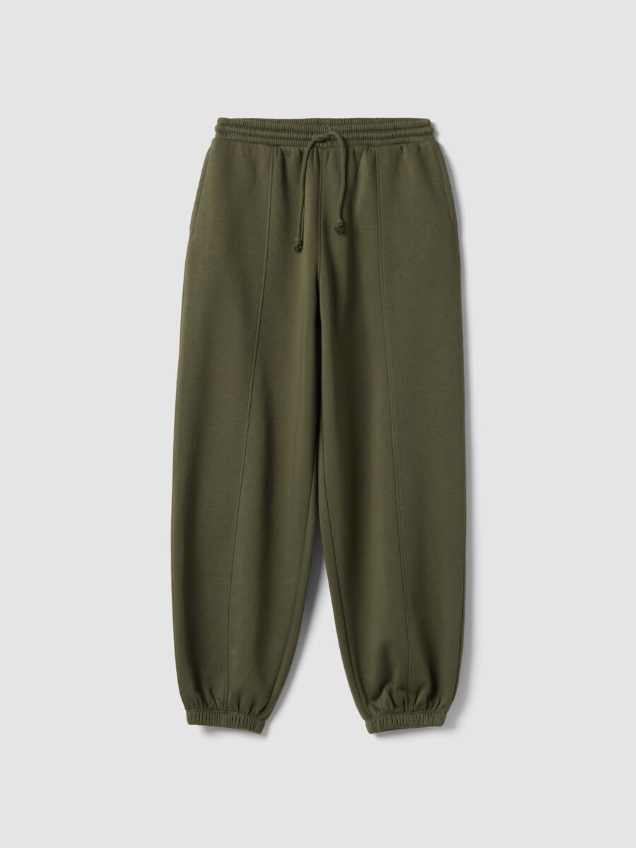 Pantaloni jogger verdi in misto cotone con coulisse_0