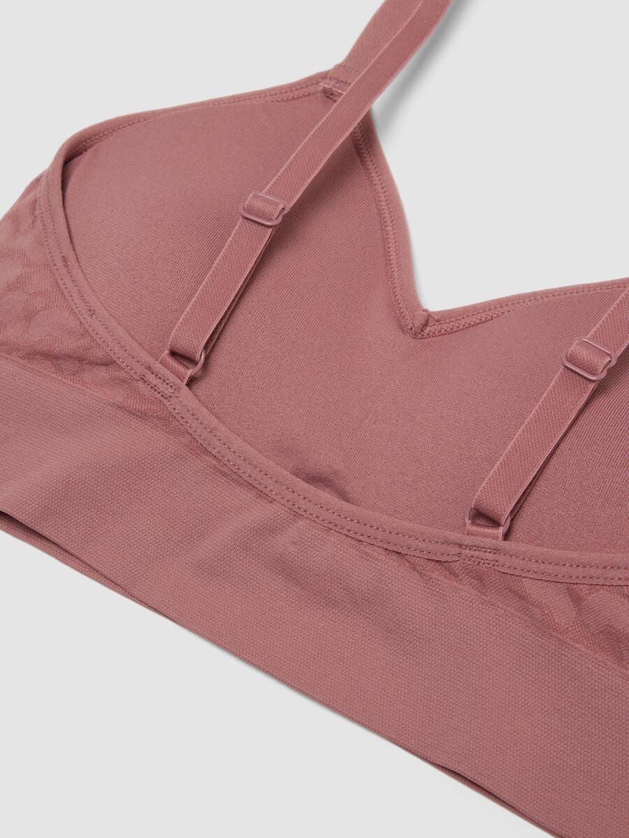 Pink non-padded stretch-fabric bra with ruched detail_5