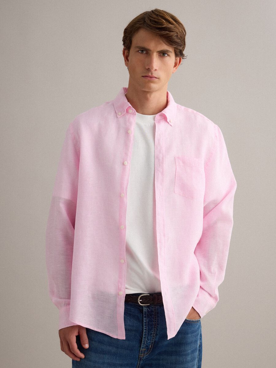 &Rho;&omicron;&zeta; &pi;&omicron;&upsilon;&kappa;ά&mu;&iota;&sigma;&omicron; &alpha;&pi;ό 100% &lambda;&iota;&nu;ό &mu;&epsilon; button-down &gamma;&iota;&alpha;&kappa;ά, regular fit_0