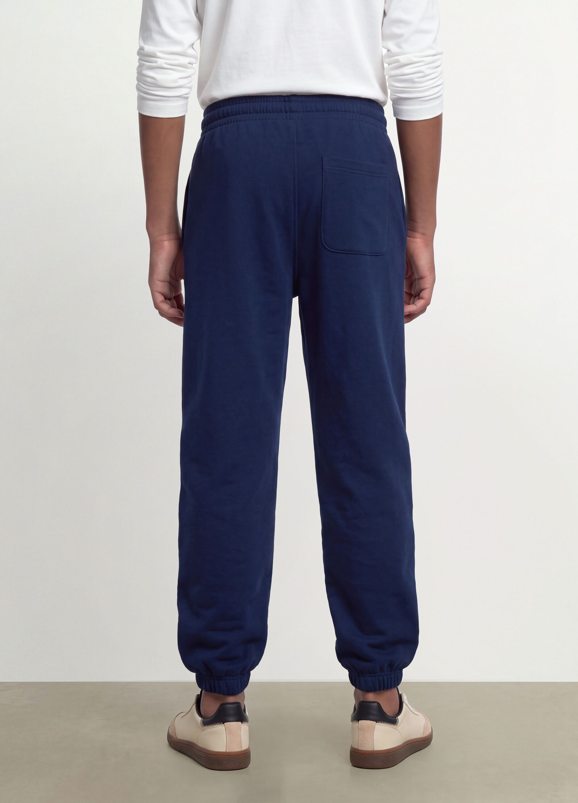 Pantaloni jogger blu in misto cotone organico e viscosa